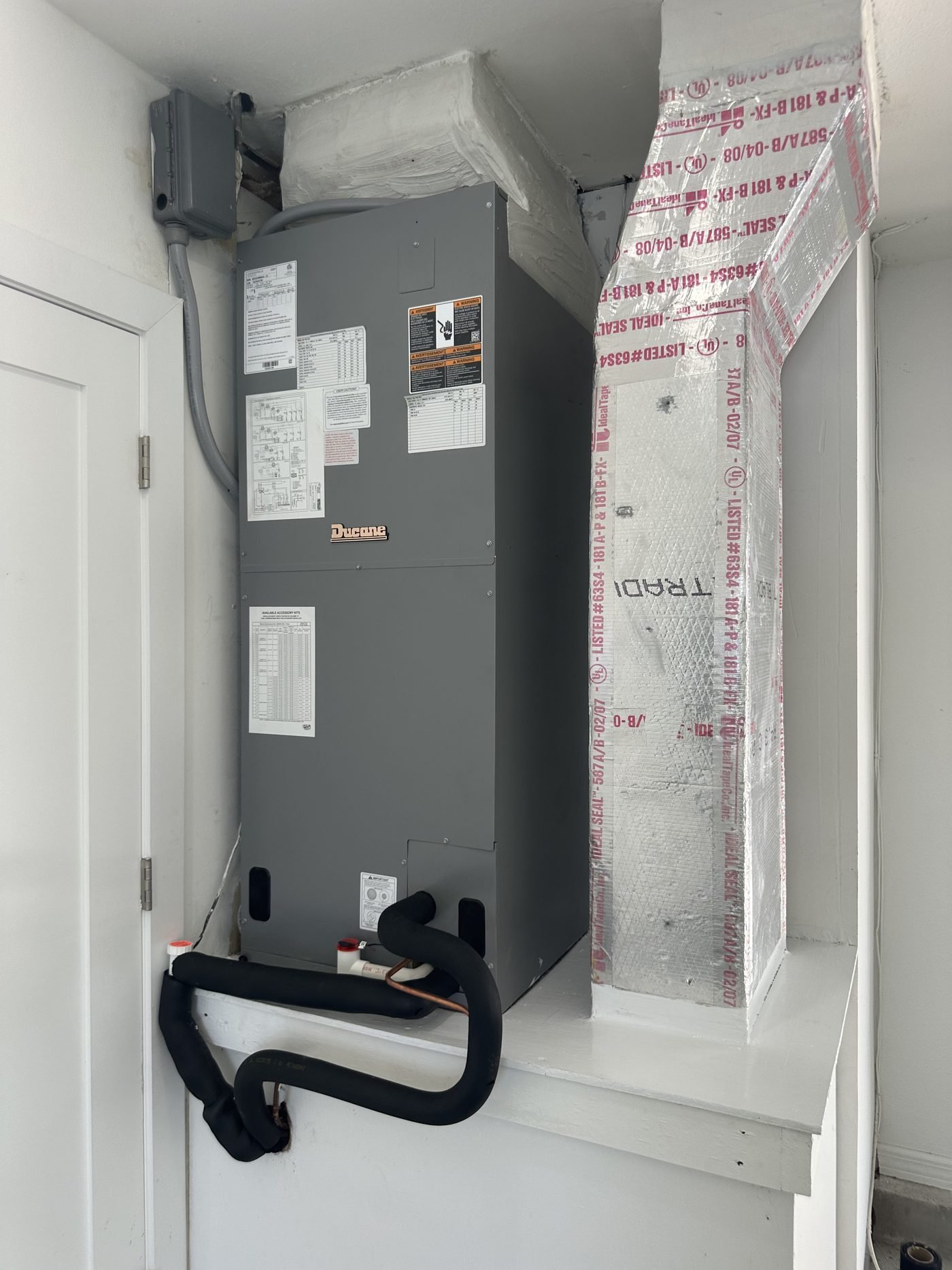 Ducane air handler vertical closet installation