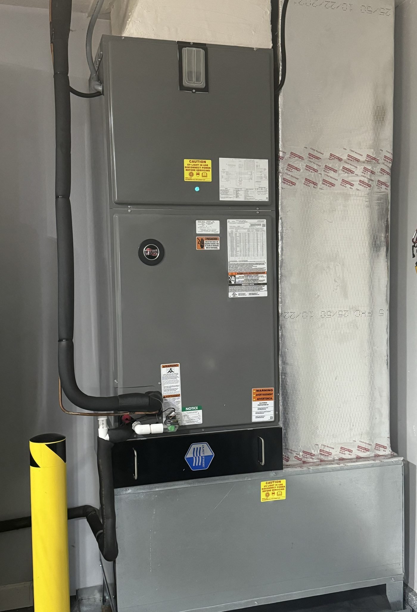 Commercial HVAC air handler installation warehouse